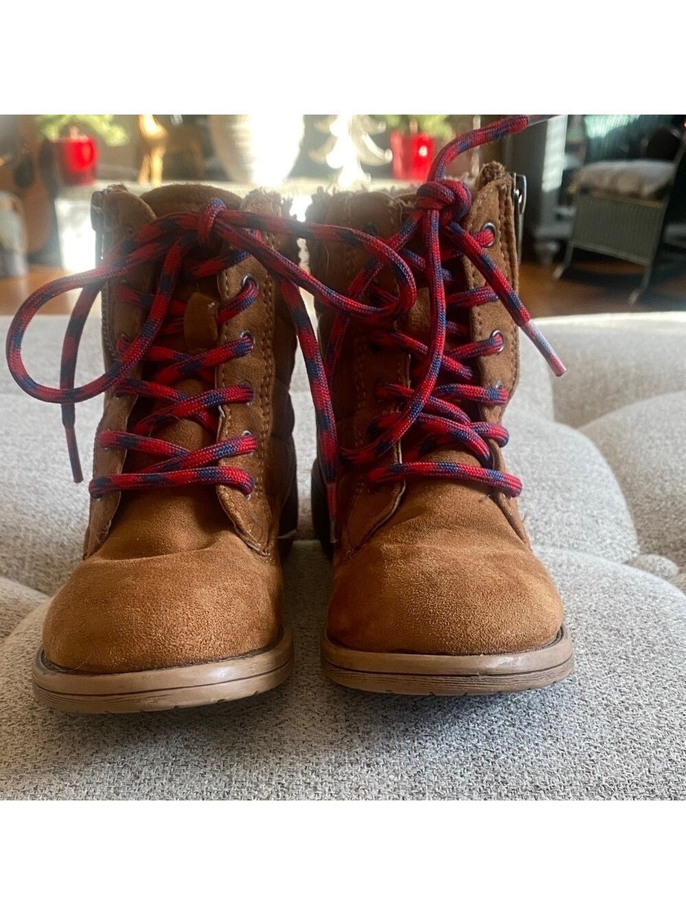 Steve Madden Kids Tan Lace-Up Boots w/ Zipper Sz 11 - Picture 2 of 10